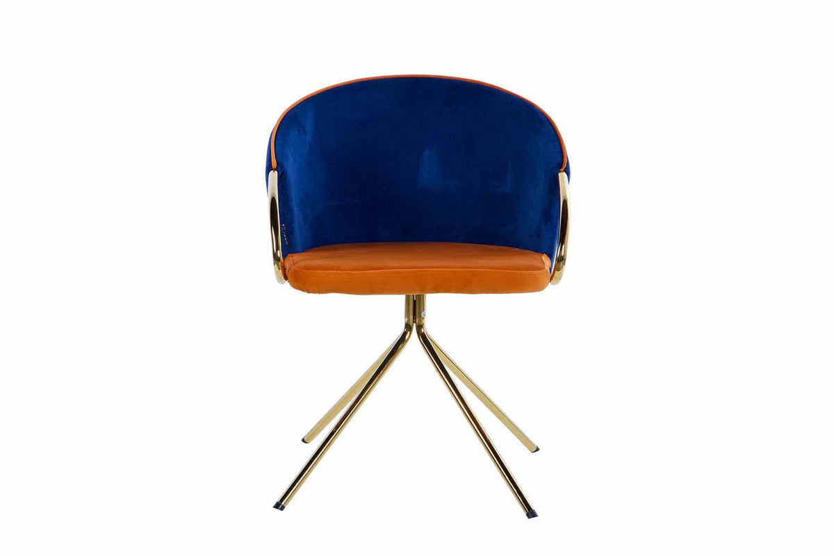 Mila Navy Blue & Orange Velvet Chair - additional product view 8 | KULORI