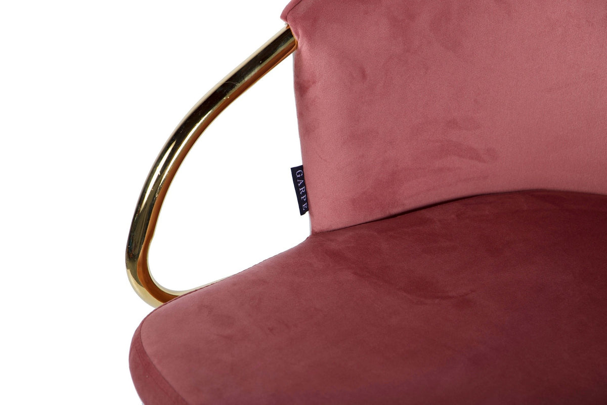 Luna Beige & Rose Velvet Chair - alternate product angle | KULORI