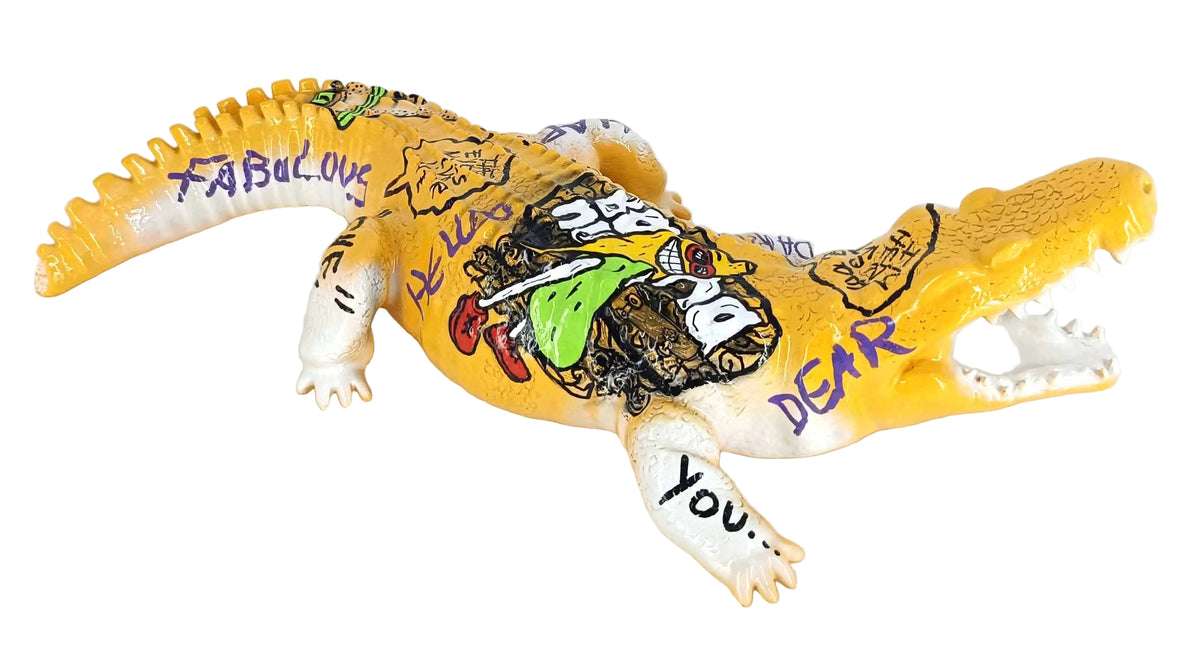 Banana Rock Crocodile decorative sculpture in Graffiti °2 finish - additional product view | KULORI