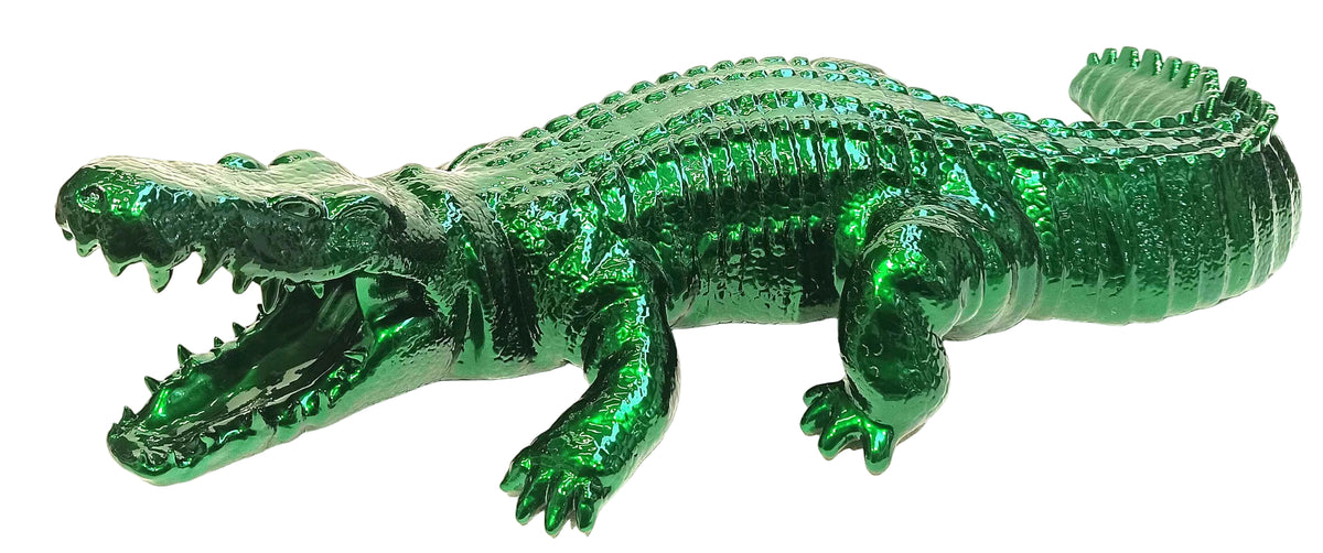 Crocodile decorative sculpture in Chrome finish - main product view | KULORI