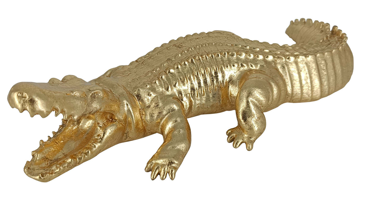 Gold Crocodile decorative sculpture in Gold-Plated finish - main product view | KULORI