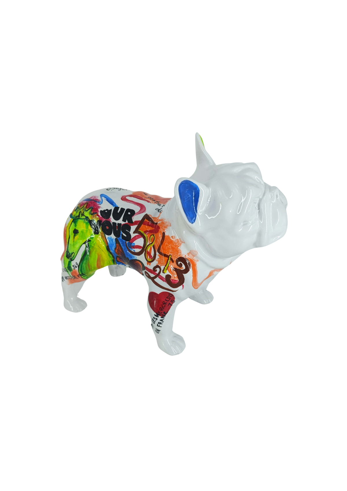 Plaisir French Bulldog sculpture in Graffiti finish - alternate product angle | KULORI