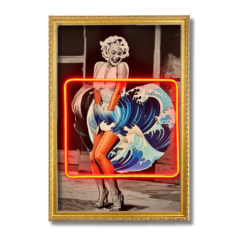 Marilyn Wave Kanagawa LED wall art in Originals LED Wall Art finish - framed product view | KULORI
