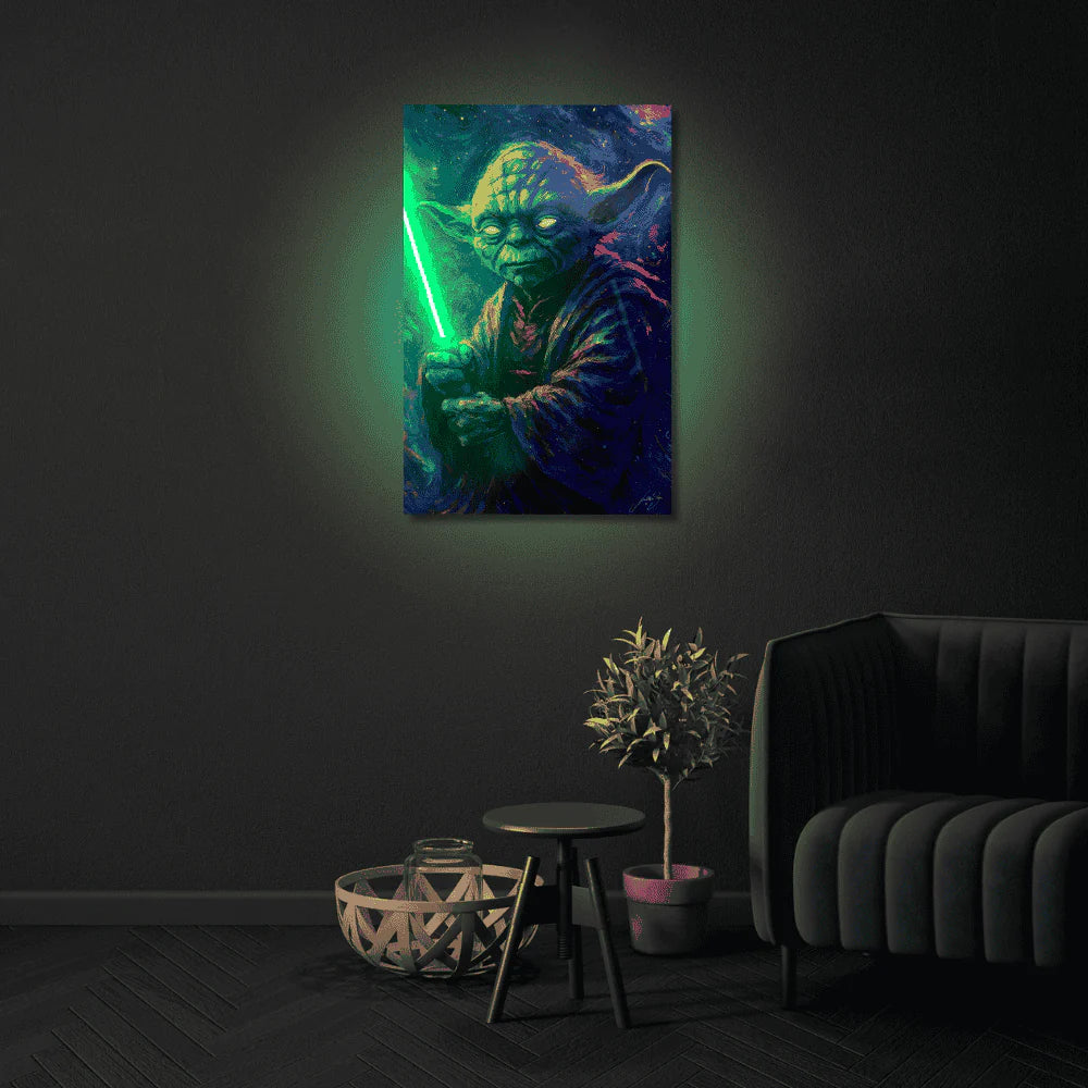 Mystic Yoda - The Force is Bright LED wall art in Originals LED Wall Art finish - alternate product view | KULORI