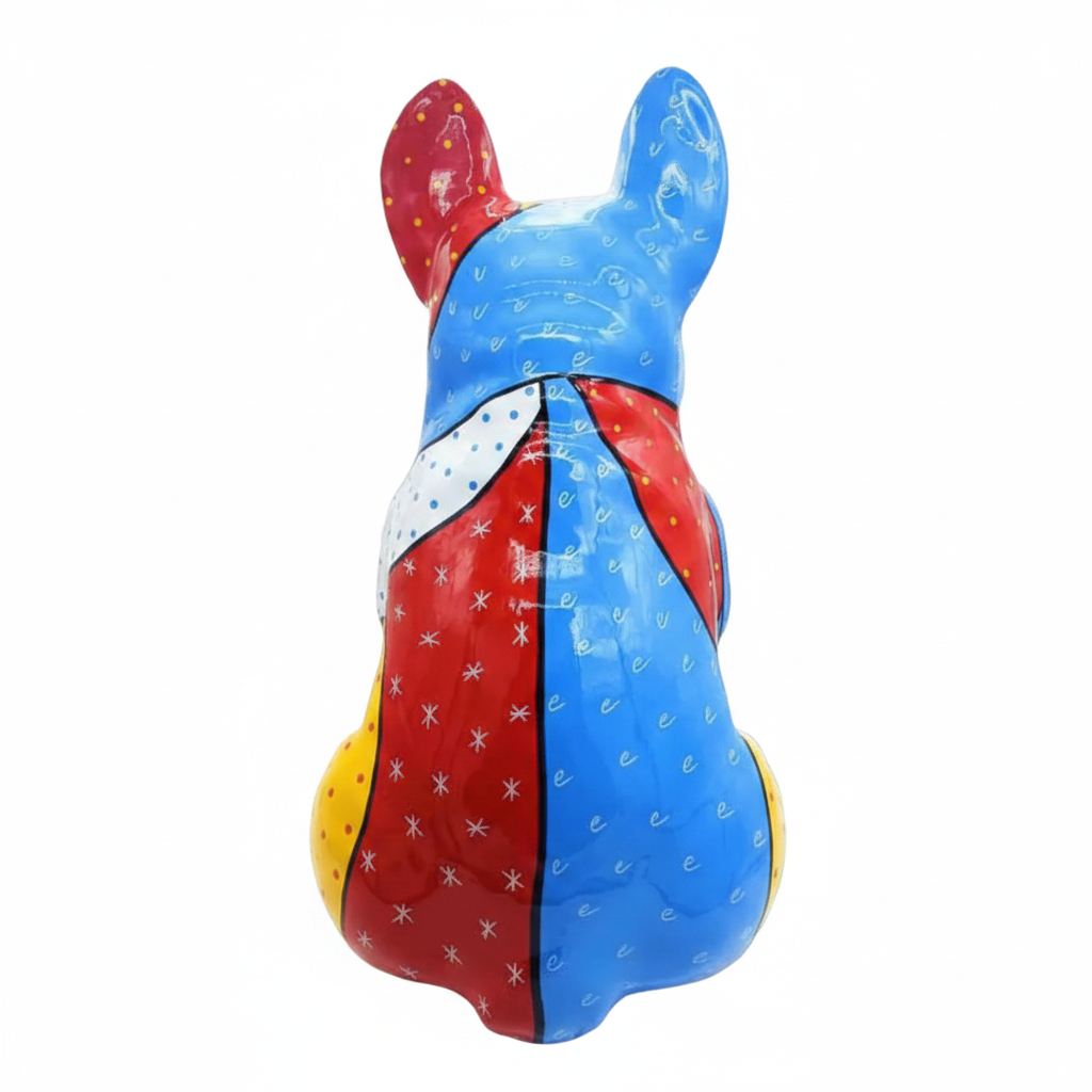 Pop Art Dots Seated Bulldog sculpture in Pop Colours finish - additional product view | KULORI