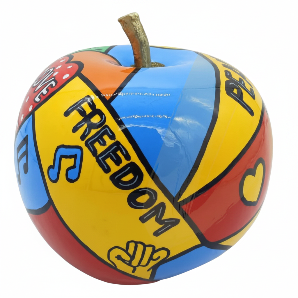 Pop Art Peace Apple sculpture in Pop Colours finish - alternate product view | KULORI