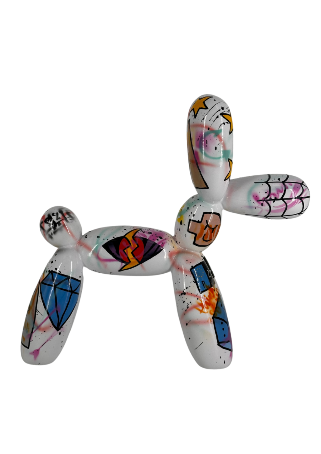White Diamond Balloon Dog sculpture in Pop Art finish - alternate product angle | KULORI