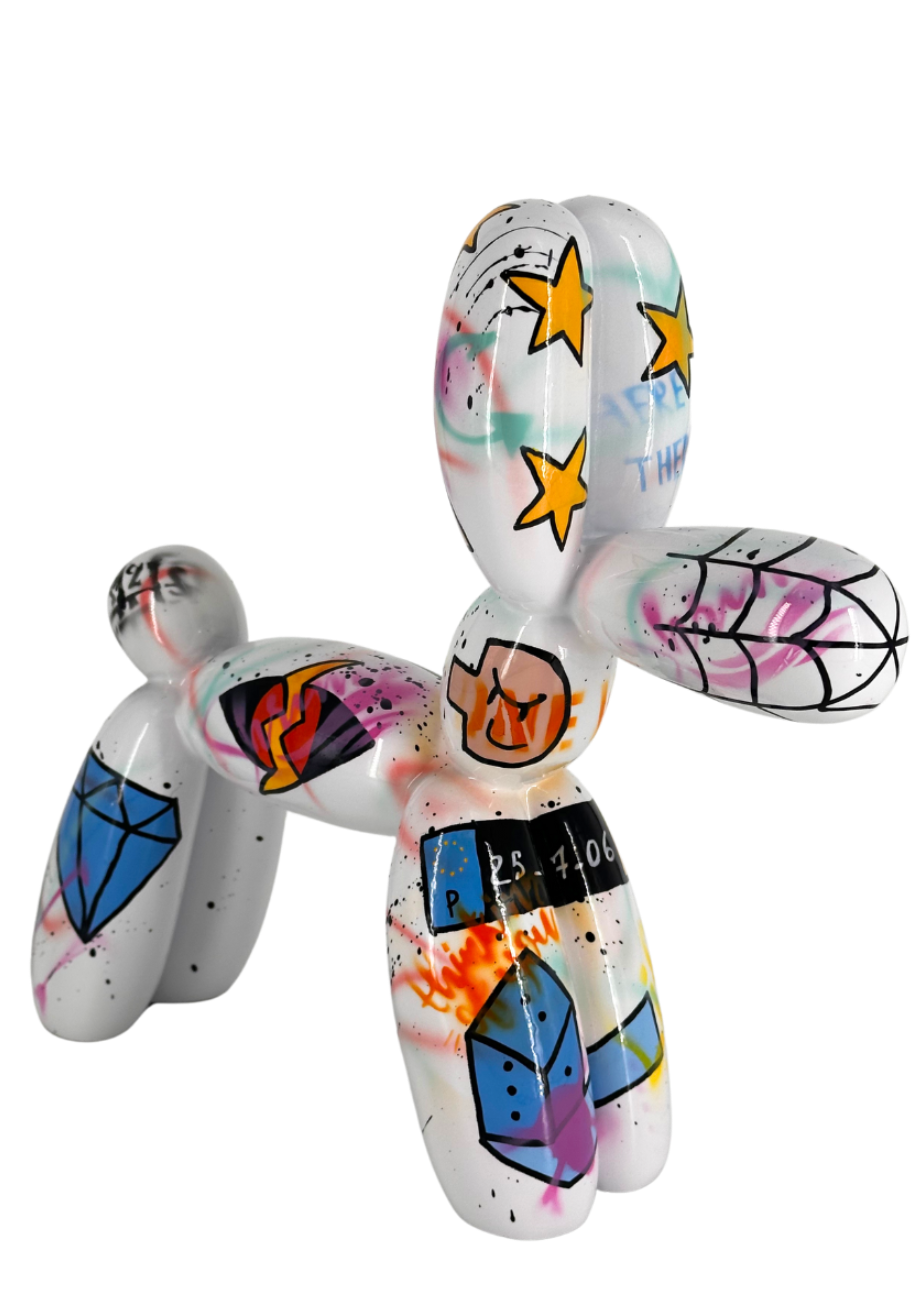 White Diamond Balloon Dog sculpture in Pop Art finish - main product view | KULORI