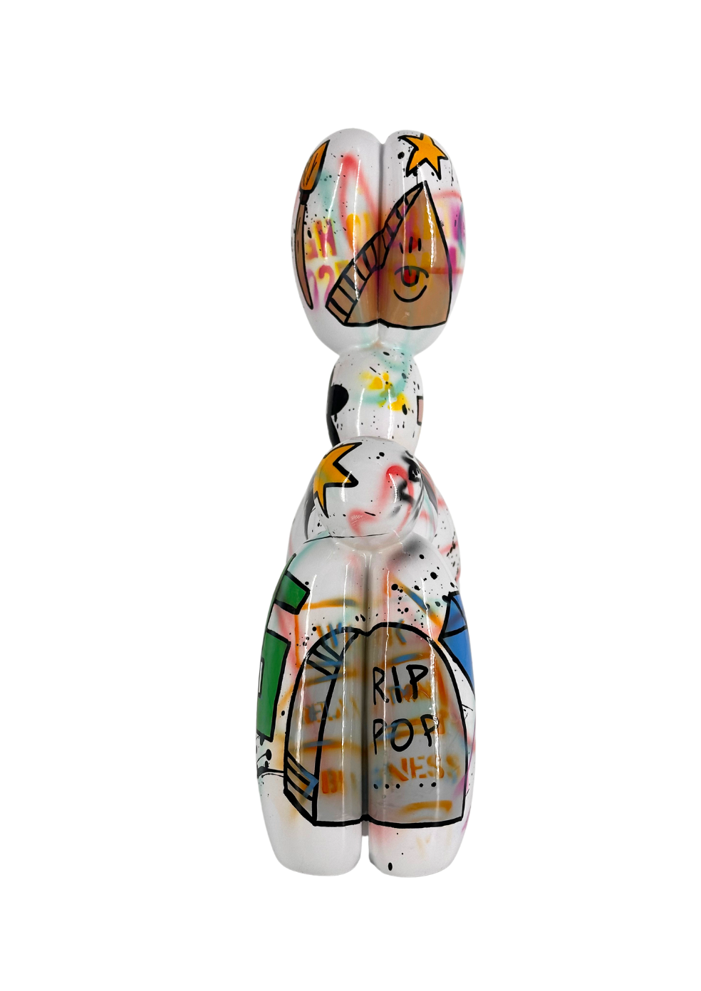 White Diamond Balloon Dog sculpture in Pop Art finish - additional product view | KULORI