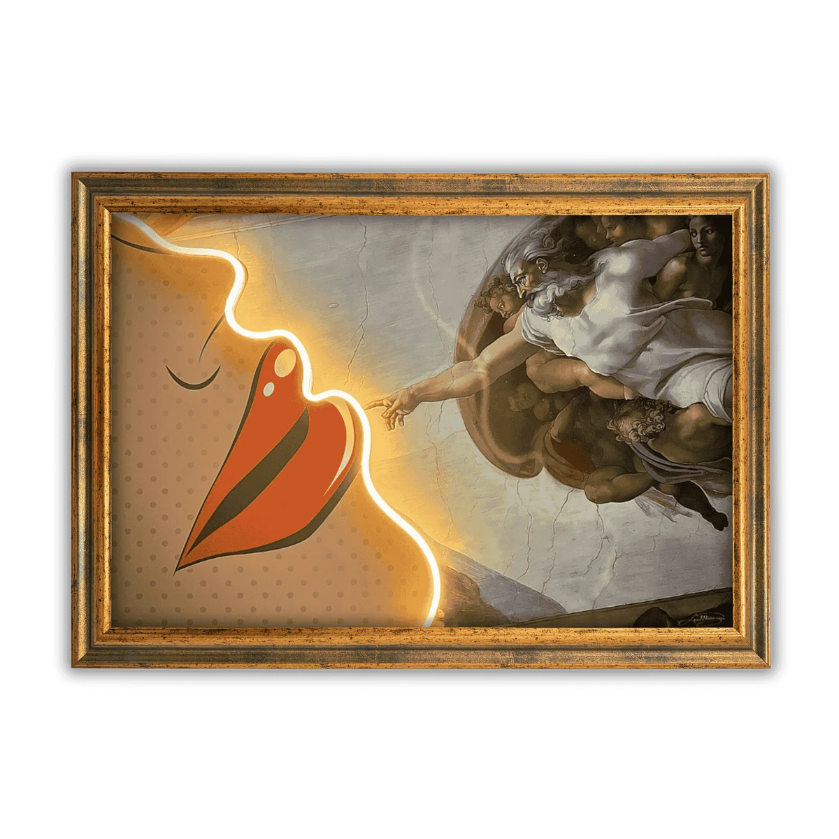 Creation of Adam Lips LED wall art in Originals LED Wall Art finish - framed product view | KULORI