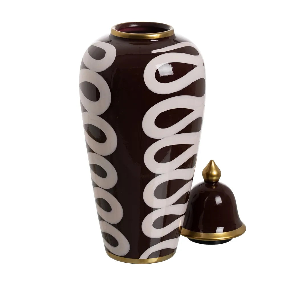 Decorative vase with white spiral patterns | KULORI Malta & Gozo