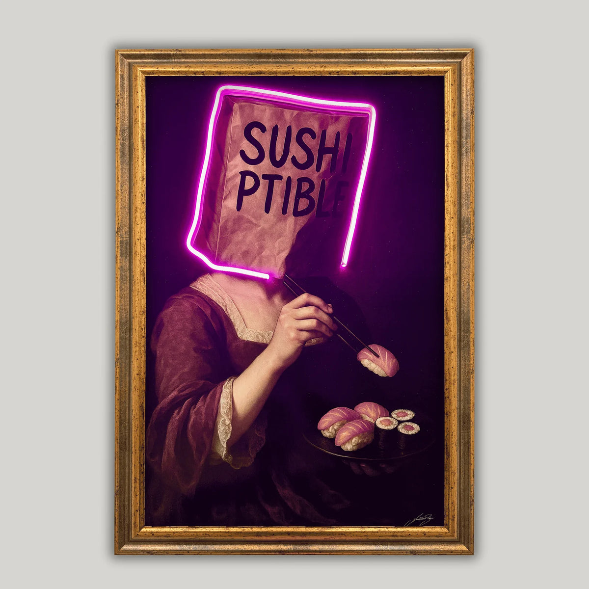Sushiptible V.1 LED wall art in Originals LED Wall Art finish - framed product view | KULORI