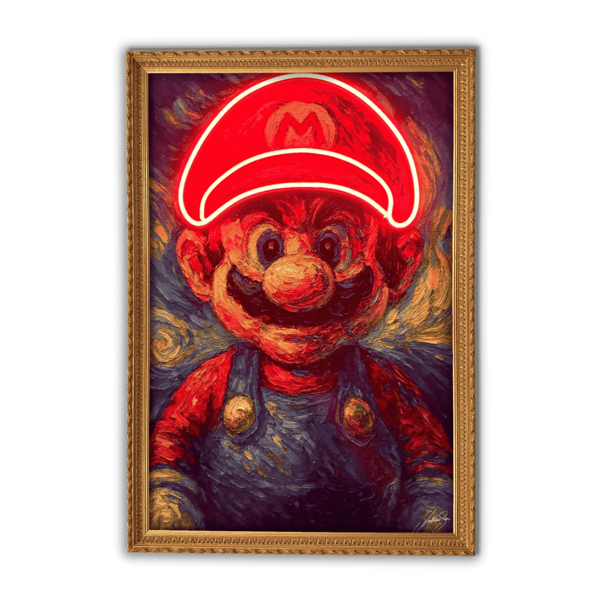 Super Mario Starry Night LED wall art in Originals LED Wall Art finish - framed product view | KULORI