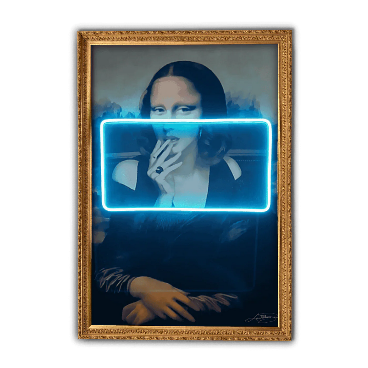 Gioconda Smoking LED wall art in Originals LED Wall Art finish - framed product view | KULORI