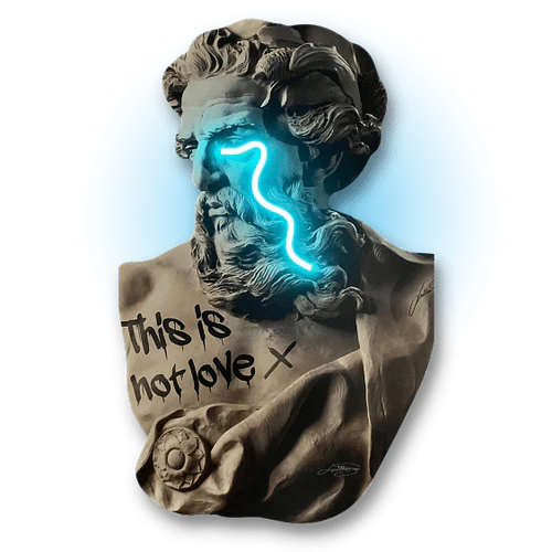Zeus Crying V.1 LED wall art in Originals LED Wall Art finish - main product view | KULORI