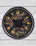 Luxe Exposed Gear Clock decorative wall clock - alternate product view | KULORI