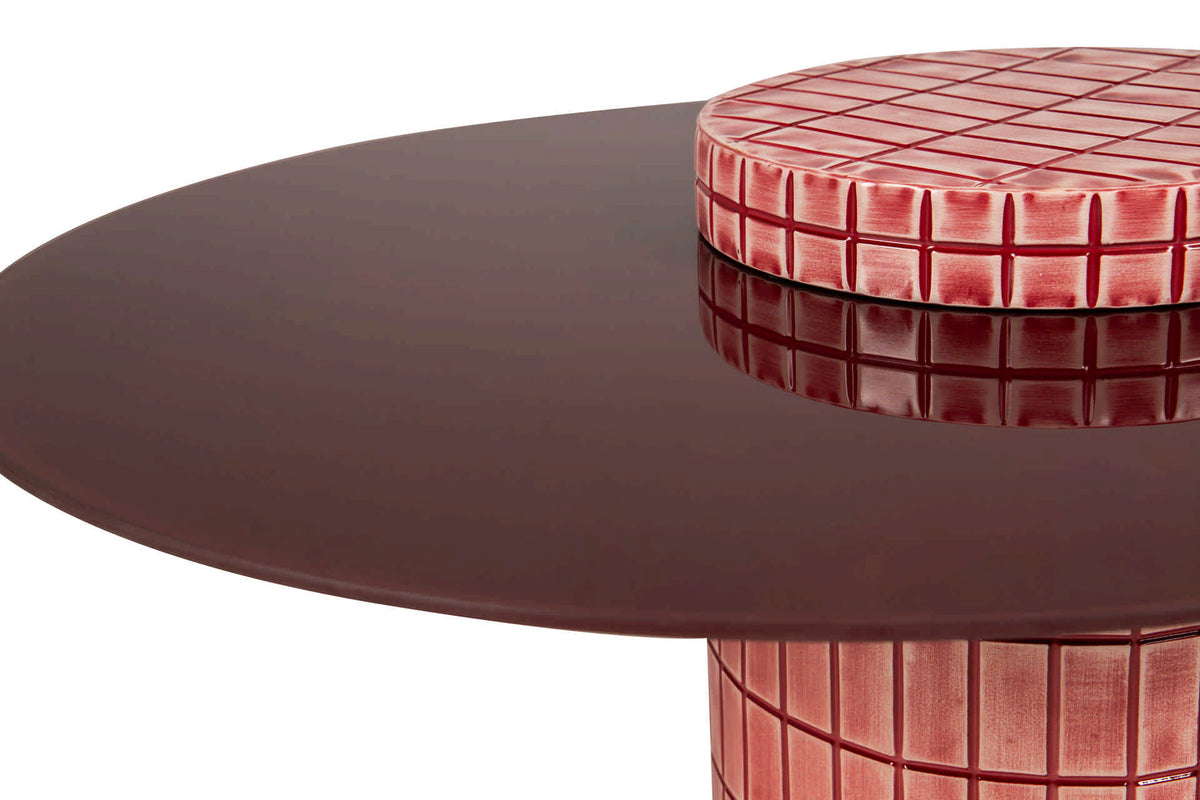 Pixel Tile Burgundy Coffee Table - alternate product angle | KULORI