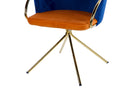 Mila Navy Blue & Orange Velvet Chair - additional product view 7 | KULORI