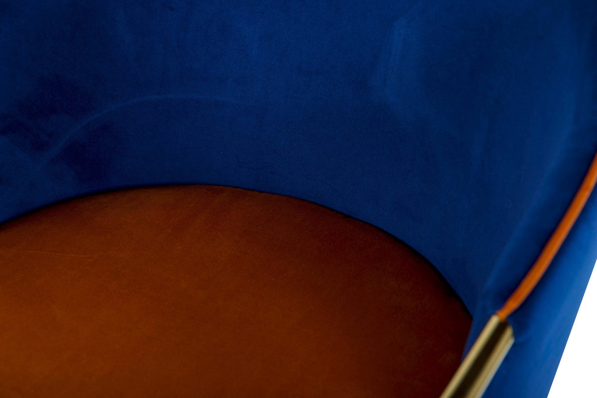 Mila Navy Blue & Orange Velvet Chair - additional product view 6 | KULORI