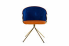 Mila Navy Blue & Orange Velvet Chair - additional product view 8 | KULORI