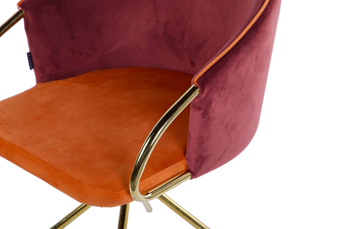 Nova Garnet & Orange Velvet Chair - alternate product angle | KULORI