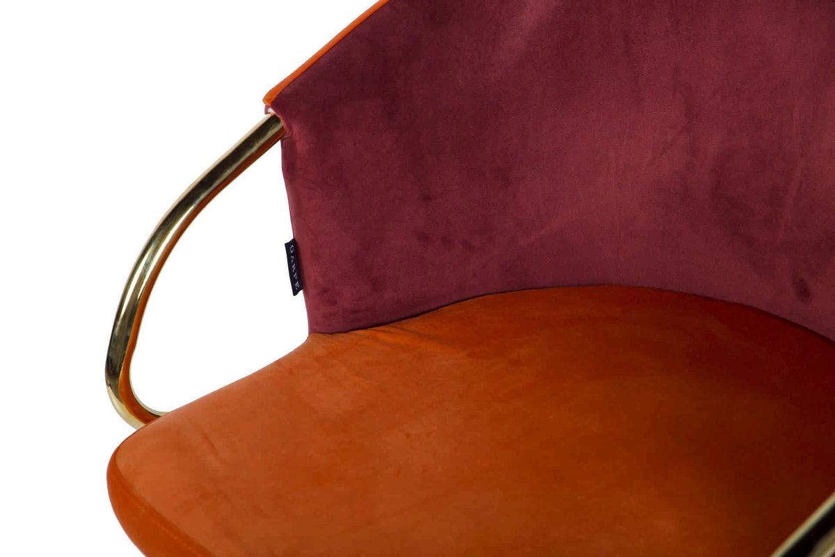 Nova Garnet & Orange Velvet Chair - additional product view | KULORI