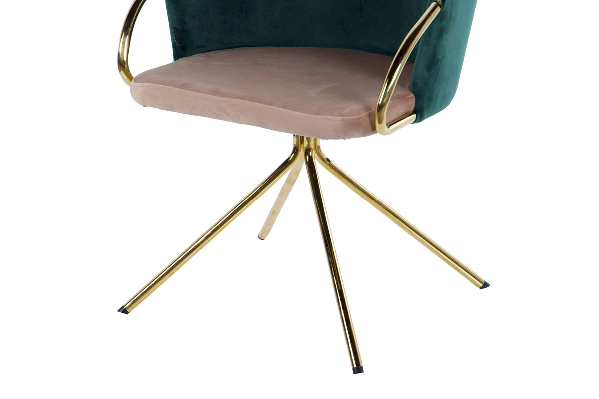 Sora Green & Beige Velvet Chair - additional product view 6 | KULORI