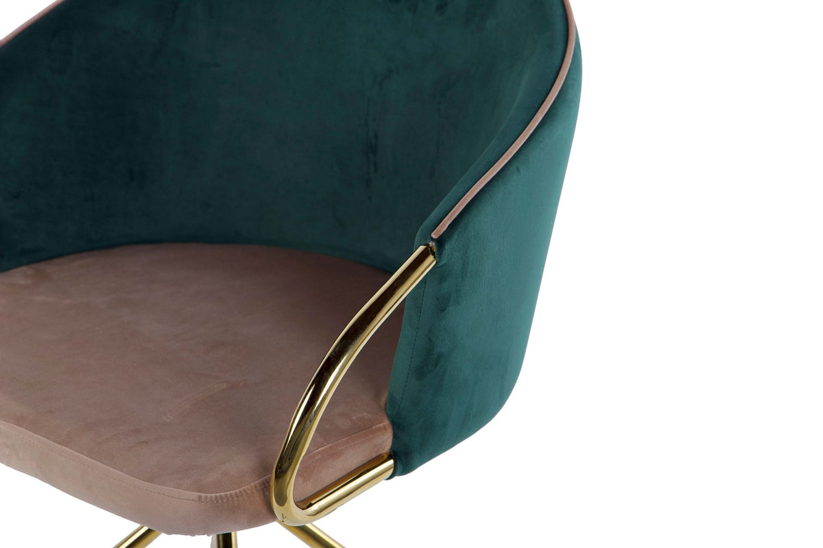 Sora Green & Beige Velvet Chair - product gallery view | KULORI
