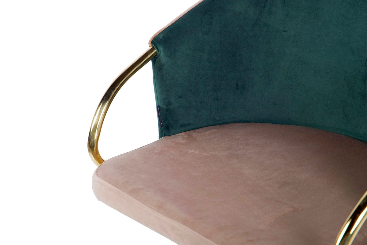 Sora Green & Beige Velvet Chair - additional product view | KULORI