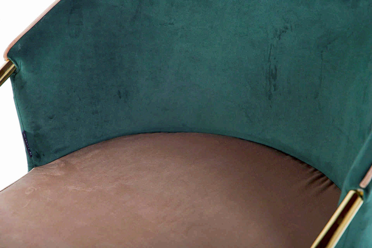 Sora Green & Beige Velvet Chair - alternate product angle | KULORI