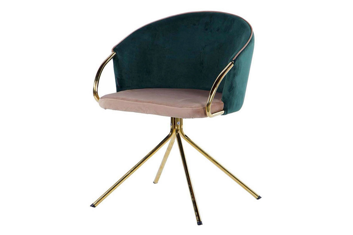 Sora Green & Beige Velvet Chair - main product view | KULORI