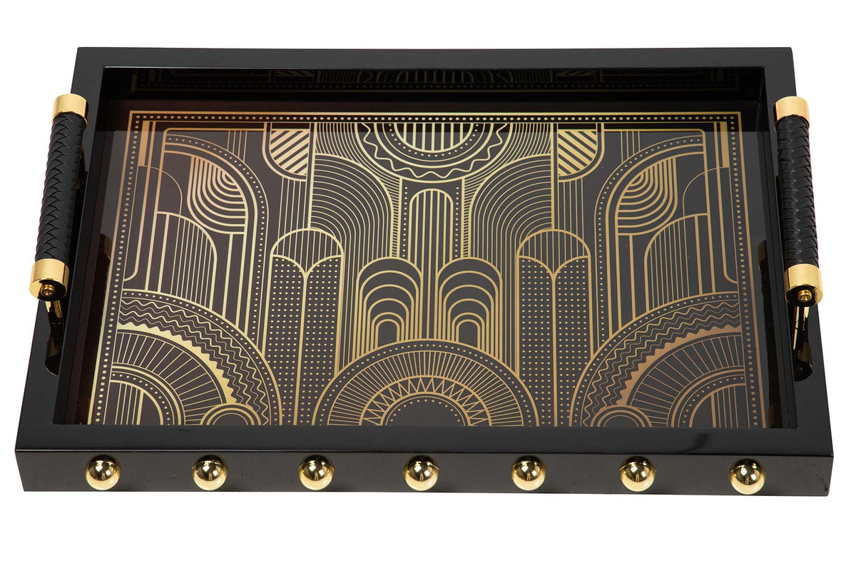 Golden Opulence Lacquer Decor Tray decorative decanter - alternate product angle | KULORI
