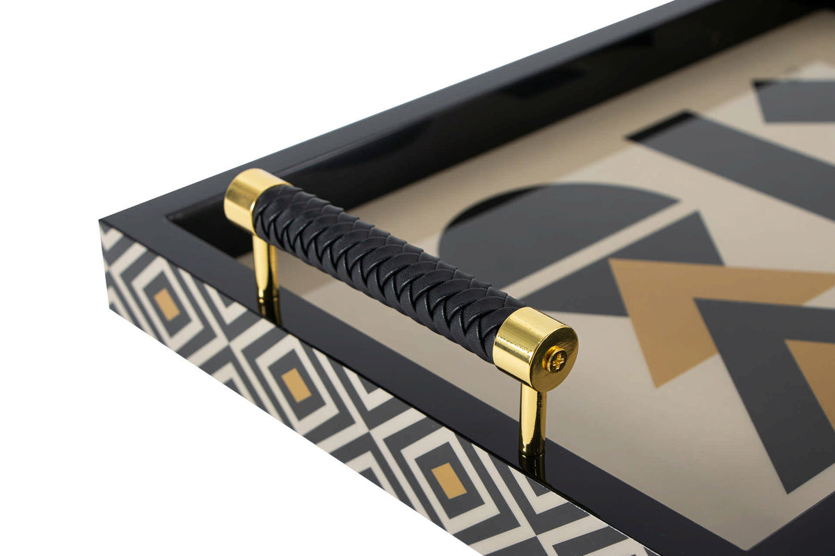 Geometric Balance Lacquer Decor Tray decorative decanter - product gallery view | KULORI
