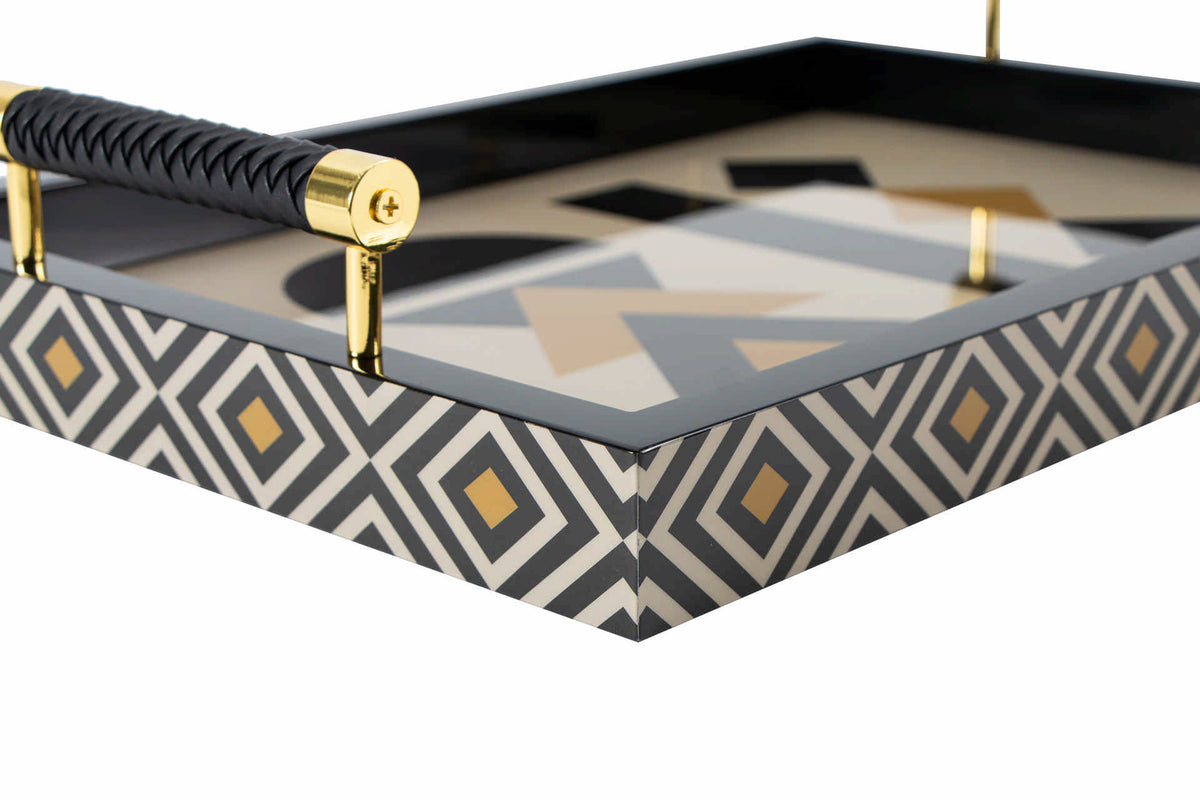 Geometric Balance Lacquer Decor Tray decorative decanter - alternate product angle | KULORI