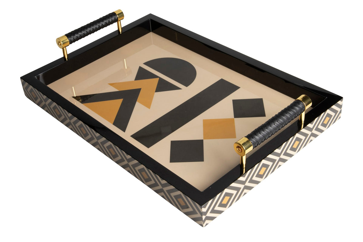 Geometric Balance Lacquer Decor Tray decorative decanter - main product view | KULORI
