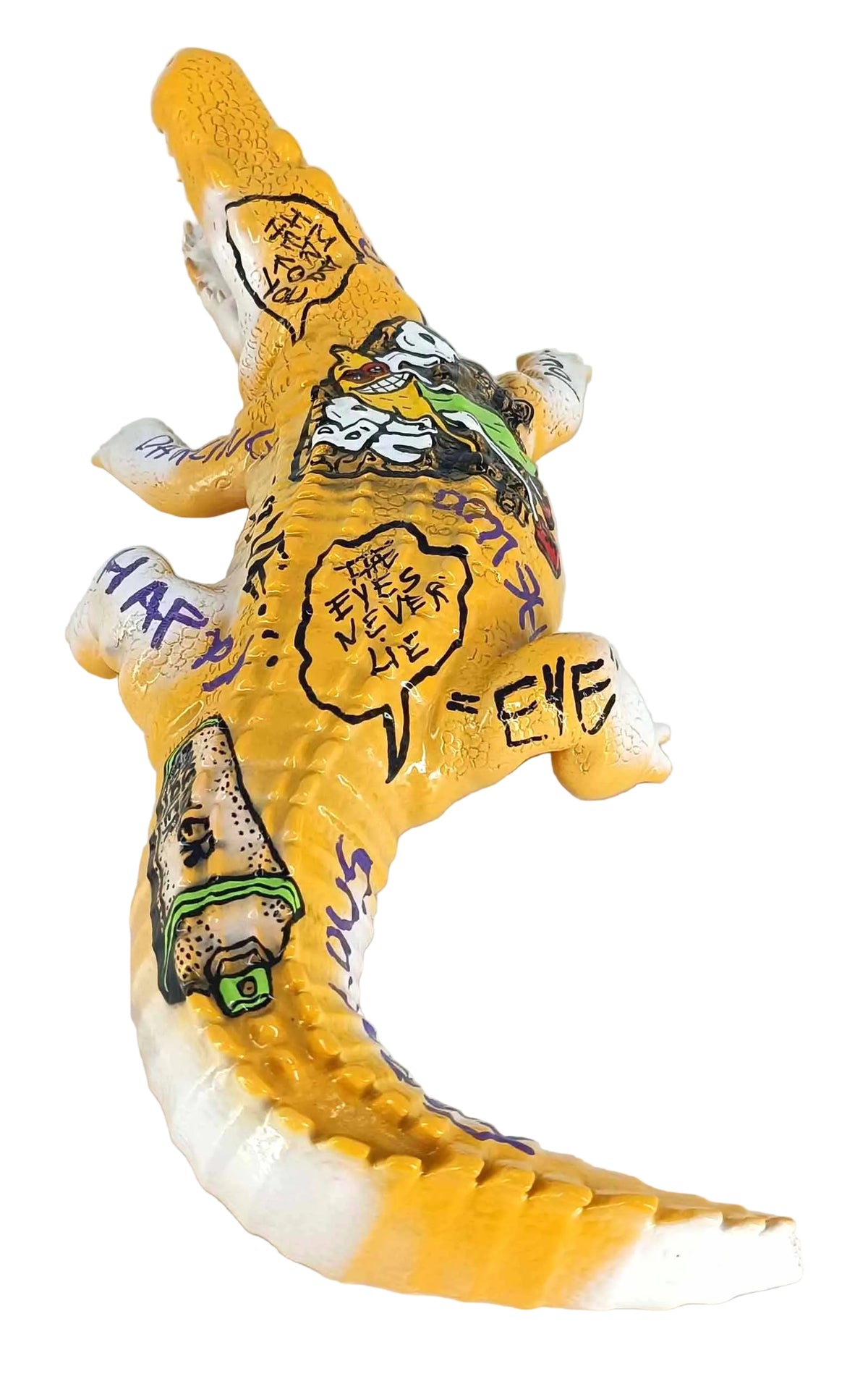 Banana Rock Crocodile decorative sculpture in Graffiti °2 finish - alternate product view | KULORI