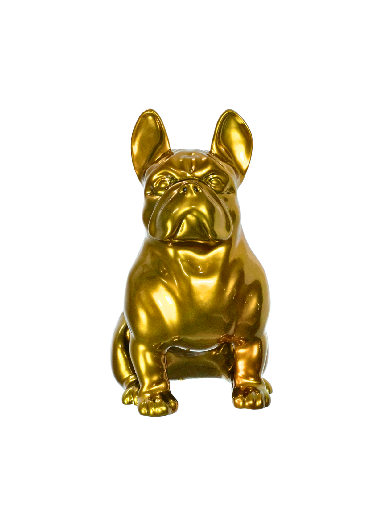 Gold Seated Bulldog sculpture in Chrome finish - main product view | KULORI