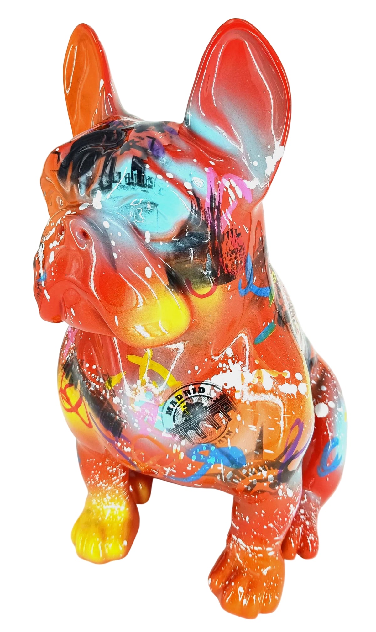 City Graf Seated Bulldog sculpture in Graffiti °2 finish - main product view | KULORI