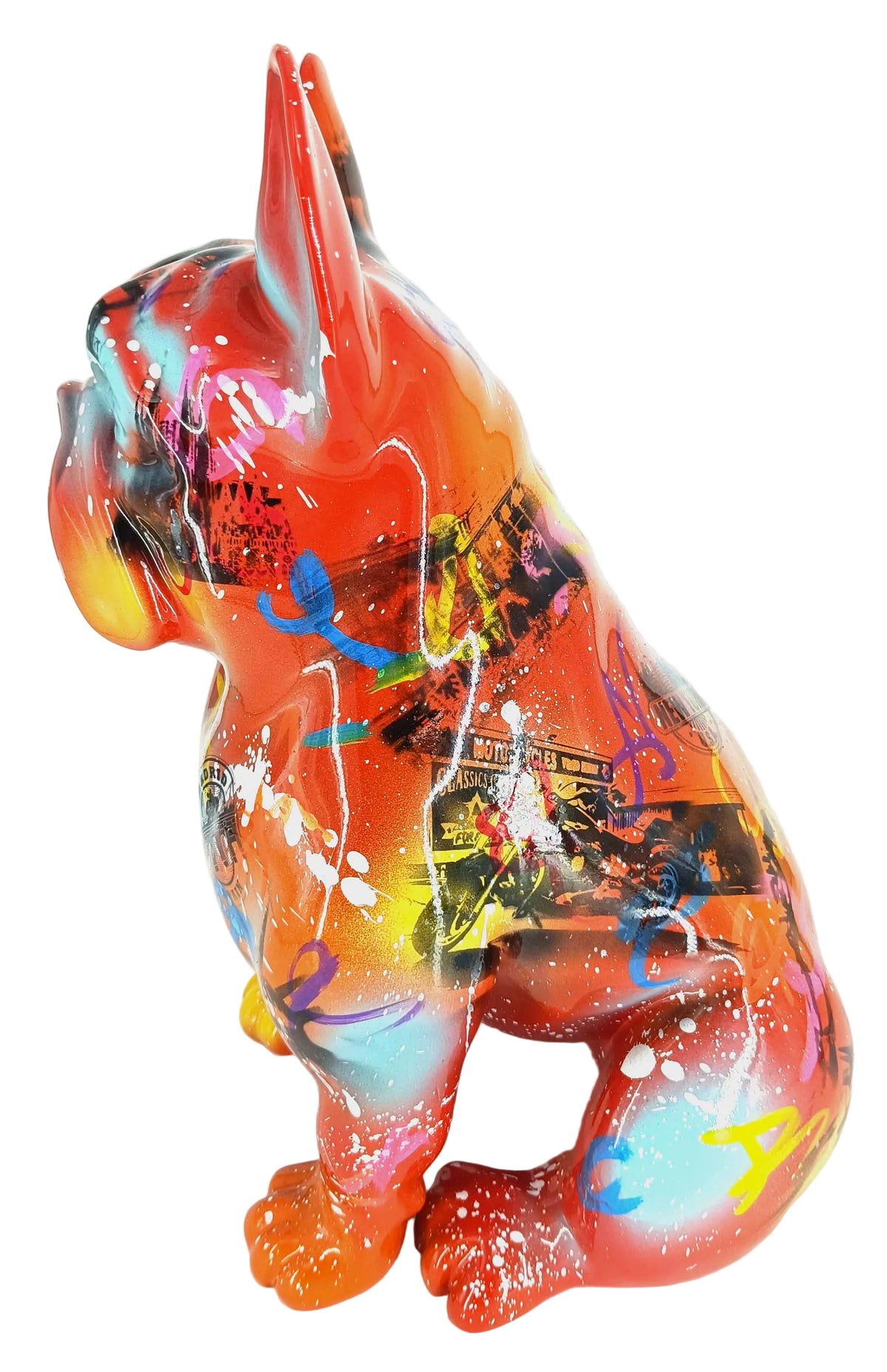 City Graf Seated Bulldog sculpture in Graffiti °2 finish - alternate product view | KULORI
