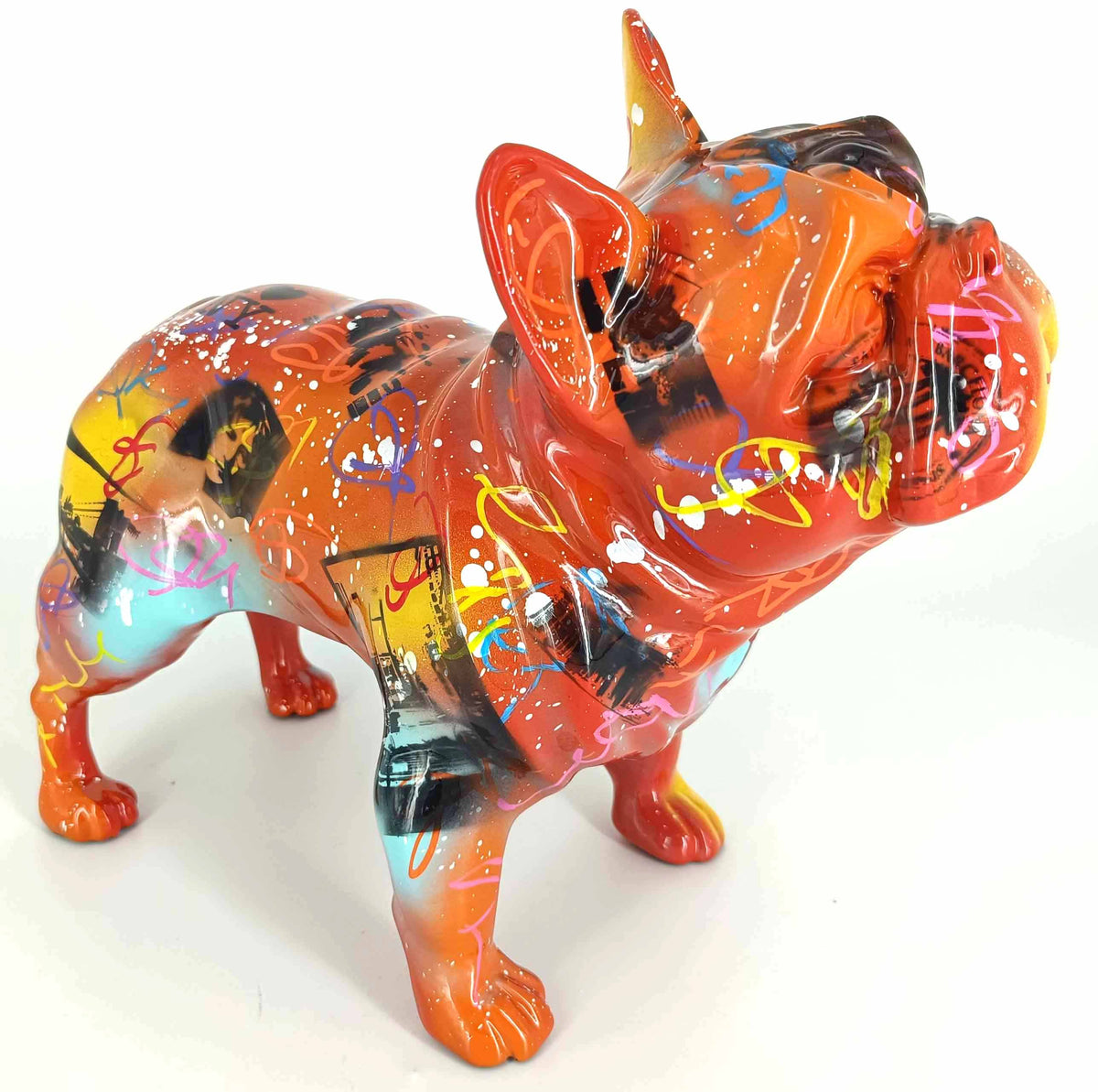 City Graf French Bulldog sculpture in Graffiti °2 finish - alternate product angle | KULORI