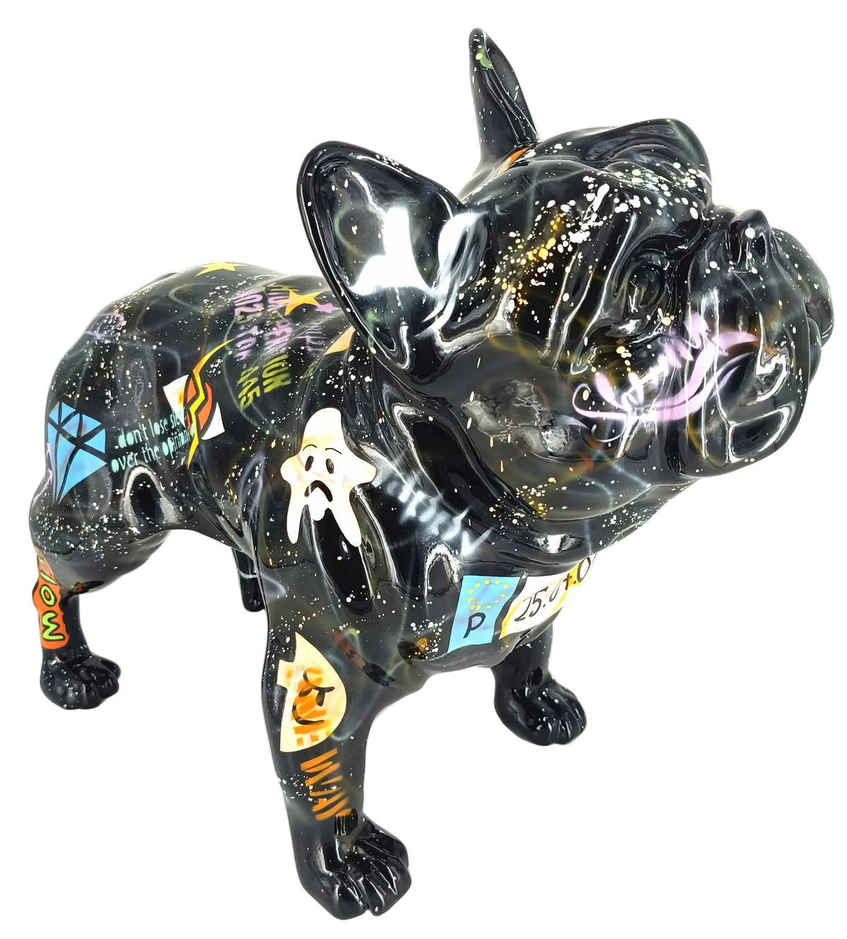 Diamond French Bulldog sculpture in Pop Art finish - alternate product angle | KULORI