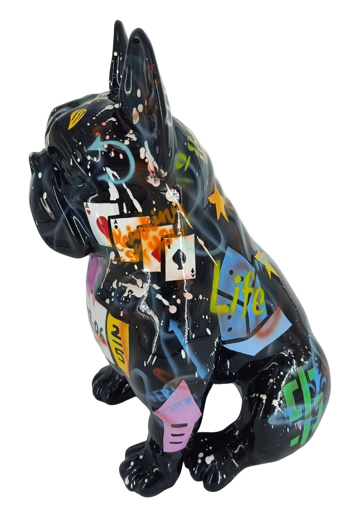 Diamond Seated Bulldog sculpture in Pop Art finish - alternate product view | KULORI