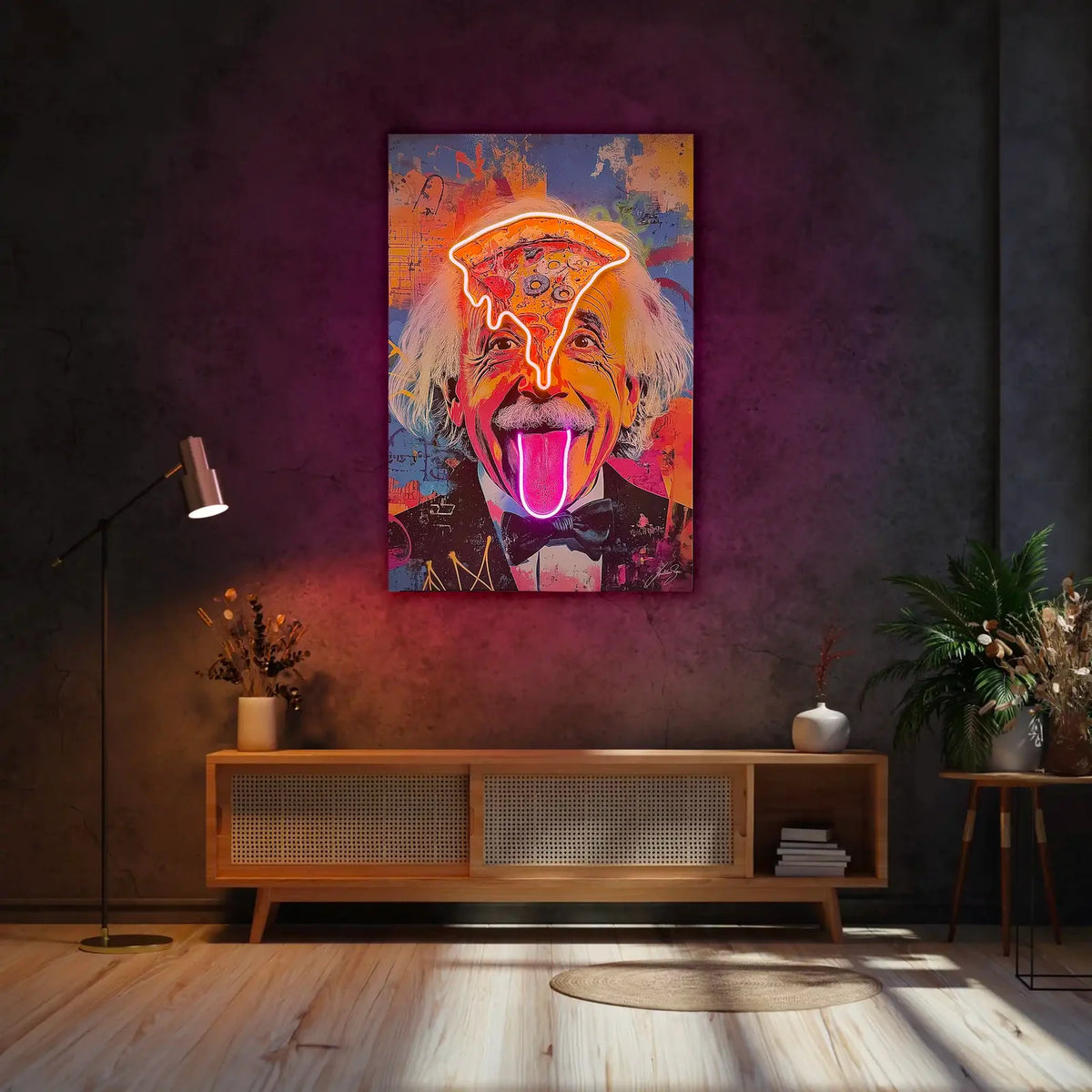 Einstein Pizza Pop LED wall art in Originals LED Wall Art finish - alternate product view | KULORI