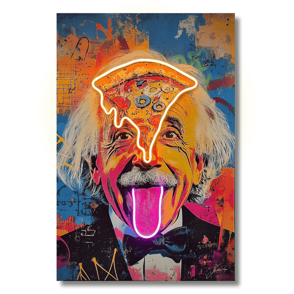 Einstein Pizza Pop LED wall art in Originals LED Wall Art finish - main product view | KULORI