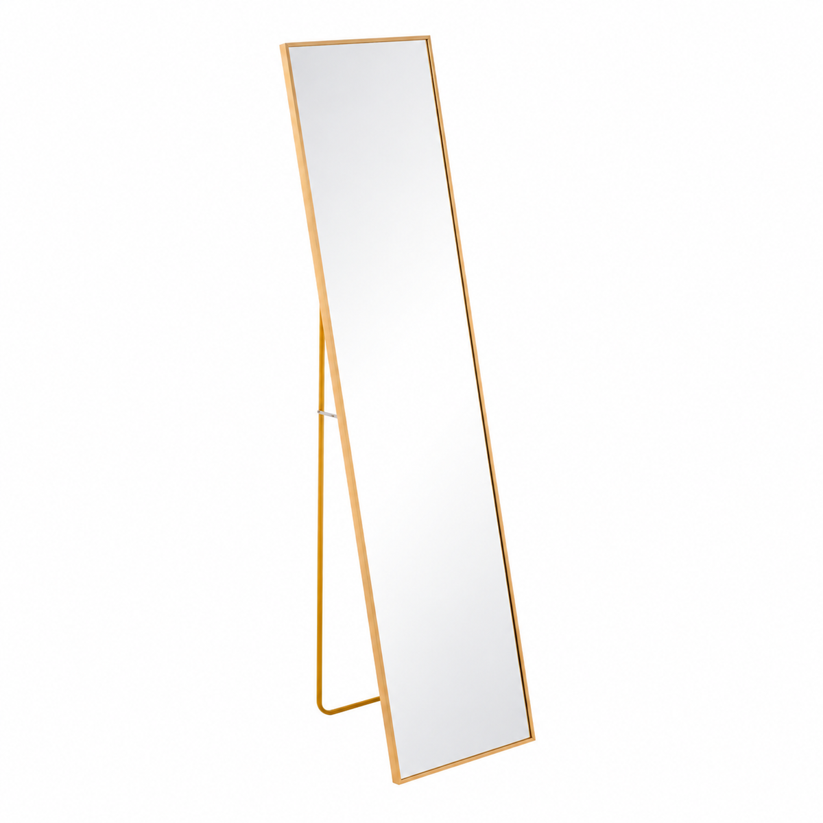 A full-length floor mirror with a slim gold metal frame and matching stand | KULORI Malta & Gozo