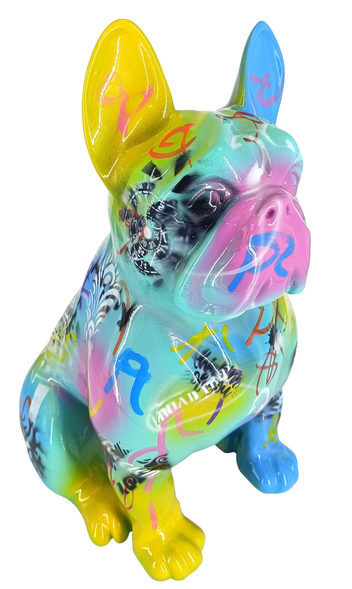 Footprint Seated Bulldog sculpture in Graffiti °2 finish - product gallery view | KULORI