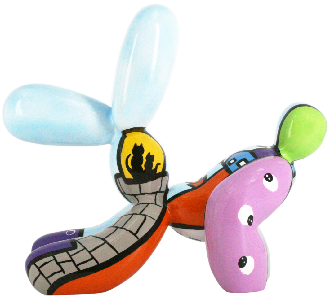 City Cats Fetch Balloon Dog sculpture in Pop Colours finish - alternate product view | KULORI