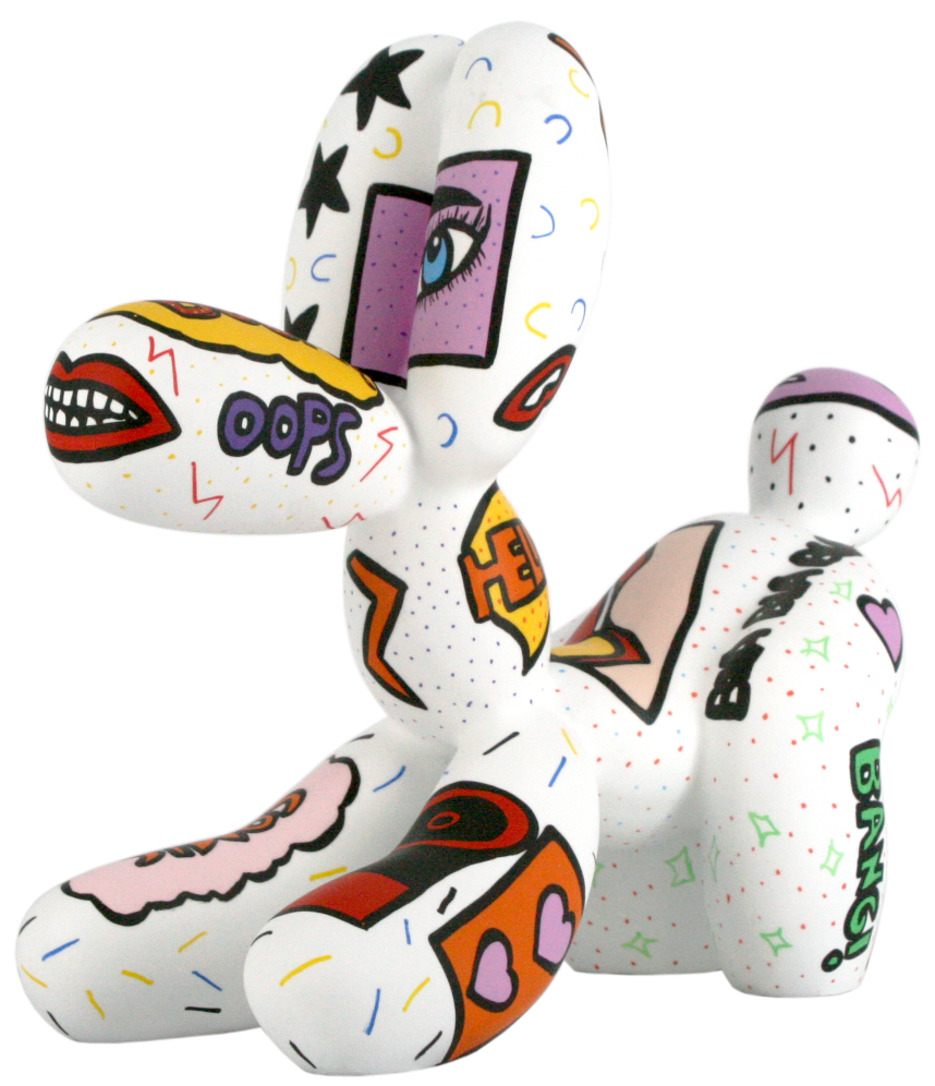 White Pat Pop Fetch Balloon Dog sculpture in Pop Art finish - main product view | KULORI