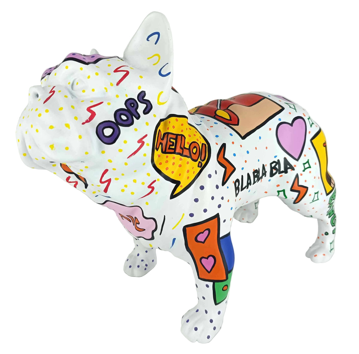 White Pat Pop French Bulldog sculpture in Pop Art finish - main product view | KULORI
