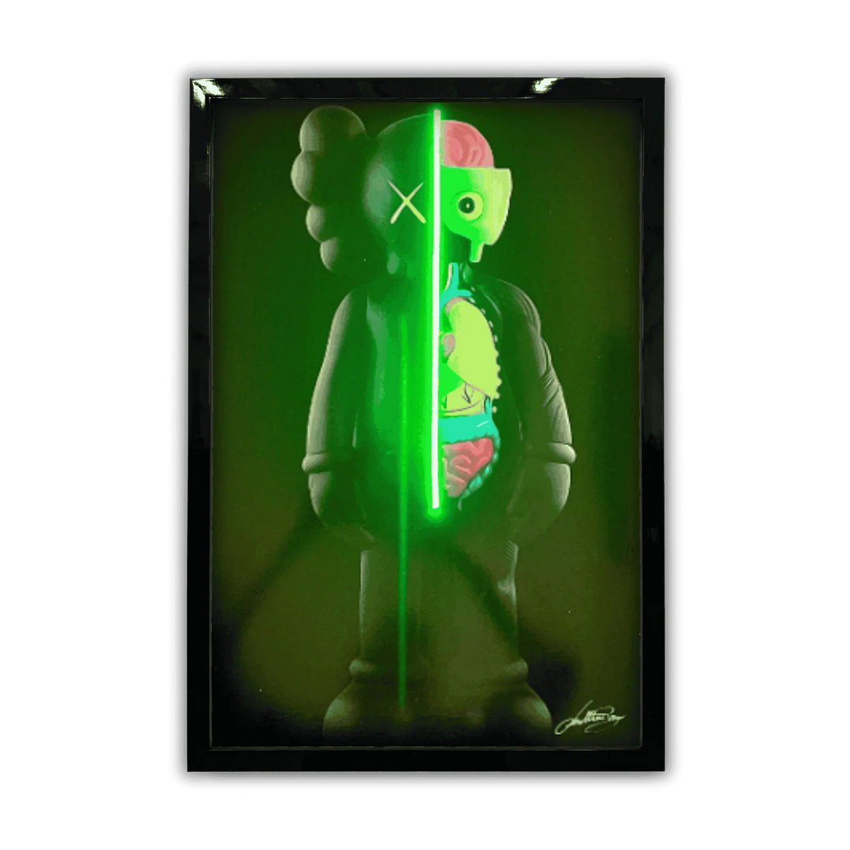 KAWS Dissected LED wall art in Originals LED Wall Art finish - framed product view | KULORI